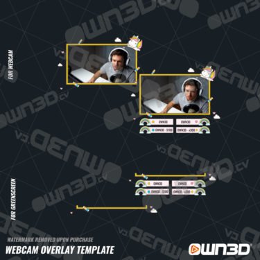 Unicorn Webcam Overlays / Animated Cam Templates