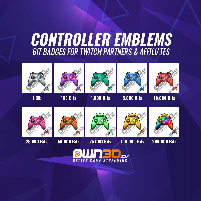 Controller Twitch Bit Badges - 10 Pack