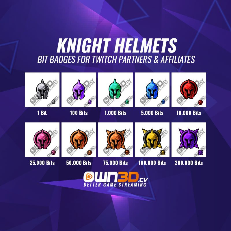 Knight Helmets Fortnite Twitch Bit Badges - 10 Pack