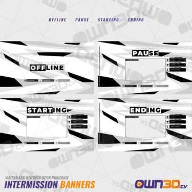 Black White Intermission Banner - Offline, Pause, Start & End Screens