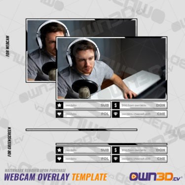 Black White Webcam Overlays / Animated Cam Templates