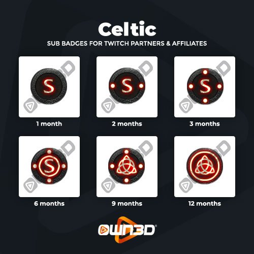 Celtic Kick Sub Badges - 6 Pack
