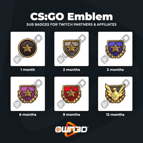 InsigniaTwitch Sub Badges - La tienda para Streamers Nº1 | OWN3D