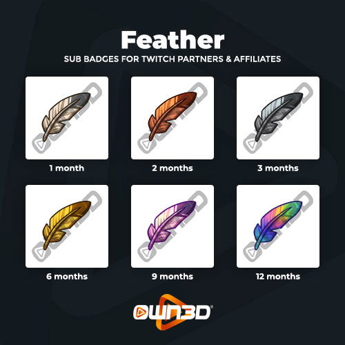 Feather Twitch Badges - Gaming Visuals