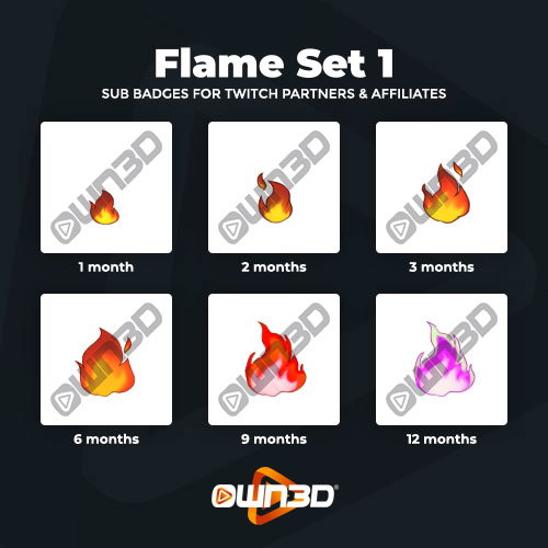 Flames Twitch Sub Badges - #1 Shop for Streamers | OWN3D