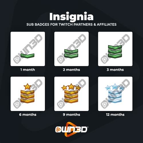 Insignia Twitch Sub Badges - 6 Pack