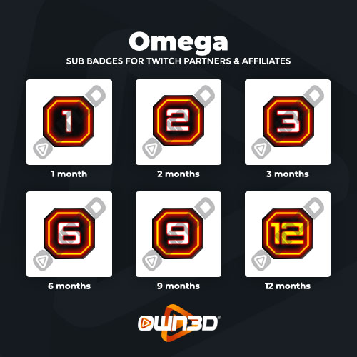 Omega Twitch Sub Badges - 6 Pack - OWN3D