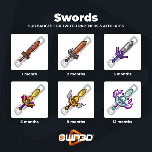 Swords Twitch Sub Badges for YouTube