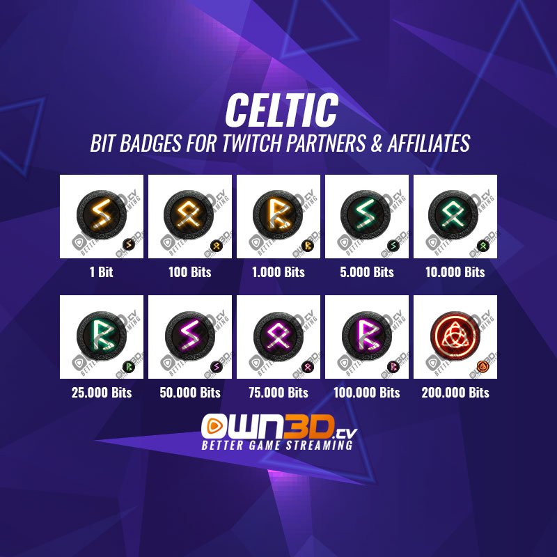 Celtic Twitch Bit Badges - 10 Pack
