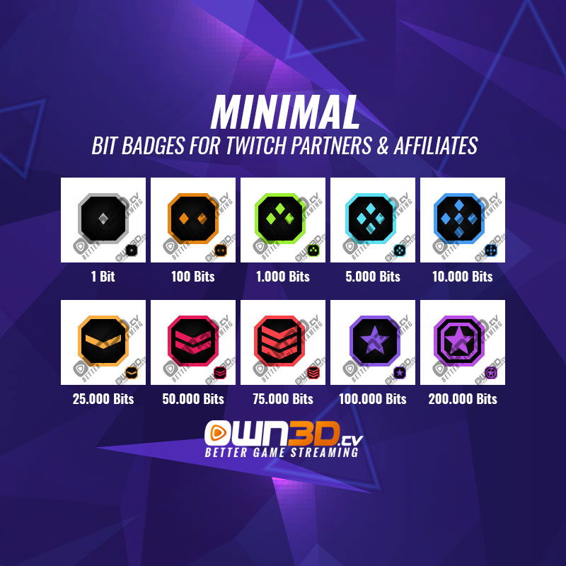 Minimal Twitch Bit Badges - 10 Pack Twitch Bit Badges