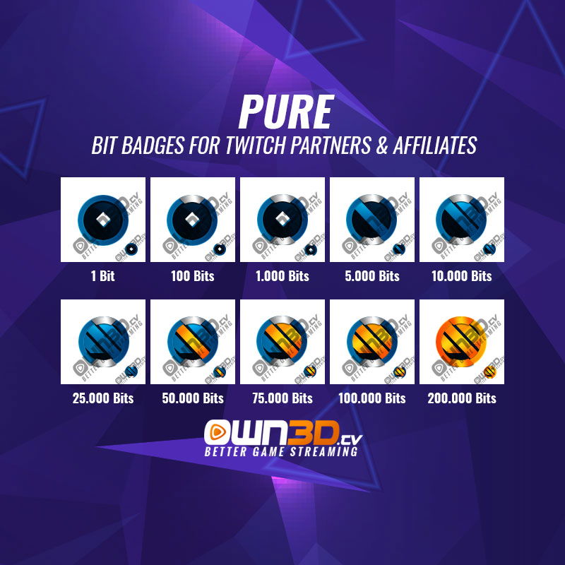Pure Twitch Bit Badges - 10 Pack - OWN3D
