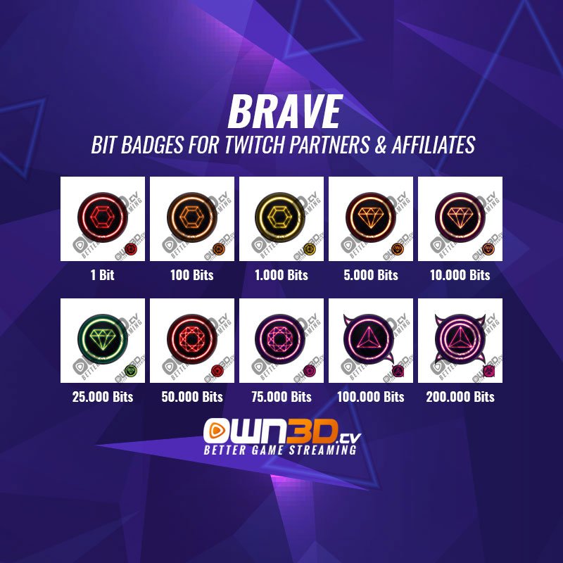 Brave Twitch Bit Badges - 10 Pack